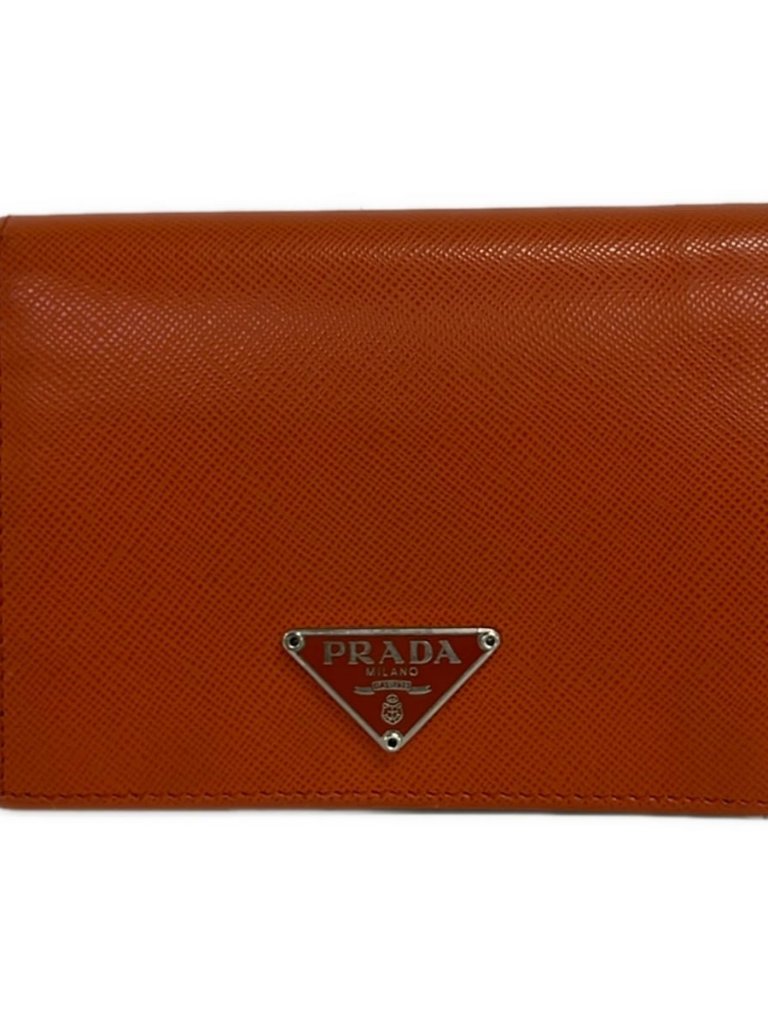 Prada Orange Leather Bifold Wallet